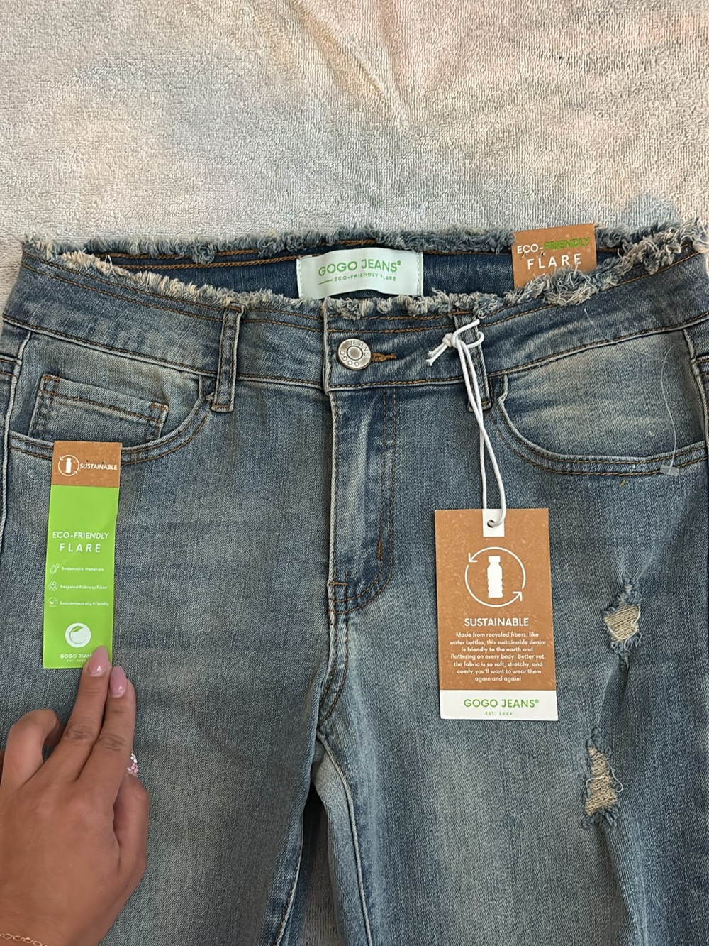 GOGO Light Blue Distressed Flare Jeans